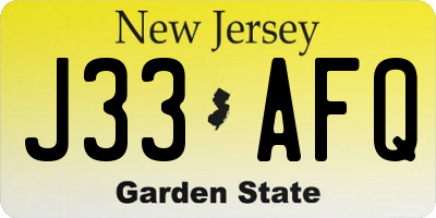NJ license plate J33AFQ