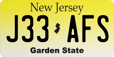 NJ license plate J33AFS