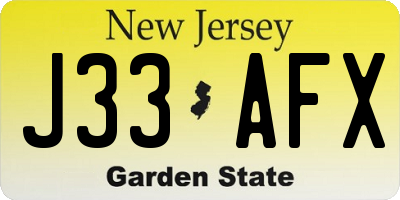 NJ license plate J33AFX