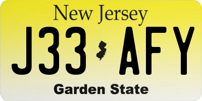 NJ license plate J33AFY