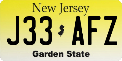 NJ license plate J33AFZ