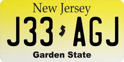 NJ license plate J33AGJ