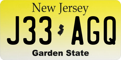 NJ license plate J33AGQ