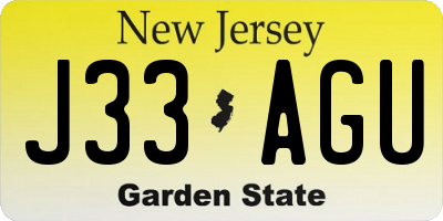 NJ license plate J33AGU