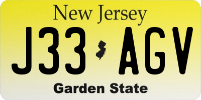 NJ license plate J33AGV