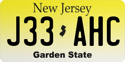 NJ license plate J33AHC