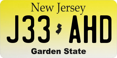 NJ license plate J33AHD