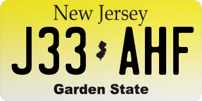 NJ license plate J33AHF
