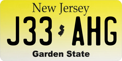 NJ license plate J33AHG