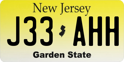 NJ license plate J33AHH