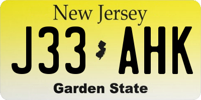 NJ license plate J33AHK