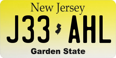 NJ license plate J33AHL