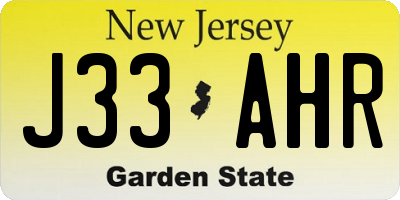 NJ license plate J33AHR