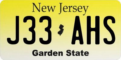NJ license plate J33AHS