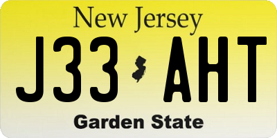NJ license plate J33AHT