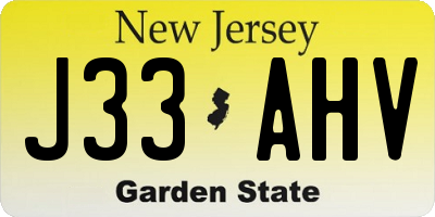 NJ license plate J33AHV
