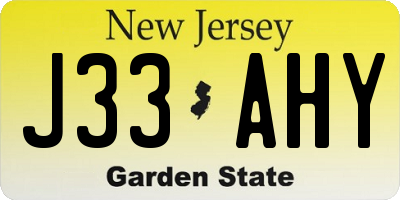 NJ license plate J33AHY