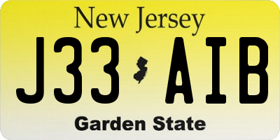 NJ license plate J33AIB