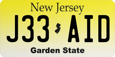 NJ license plate J33AID
