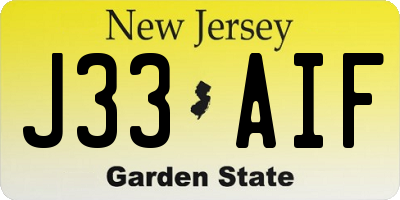 NJ license plate J33AIF