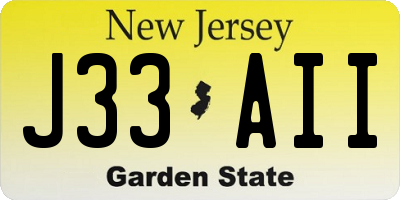 NJ license plate J33AII