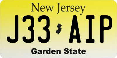 NJ license plate J33AIP
