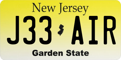 NJ license plate J33AIR