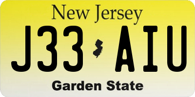 NJ license plate J33AIU