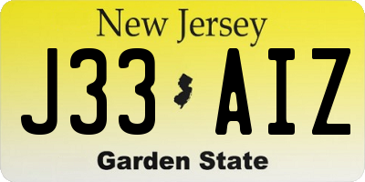 NJ license plate J33AIZ