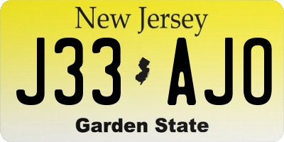 NJ license plate J33AJO