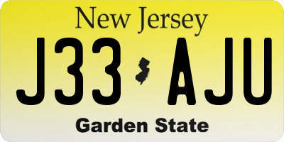 NJ license plate J33AJU