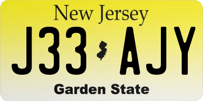 NJ license plate J33AJY