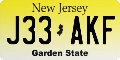 NJ license plate J33AKF