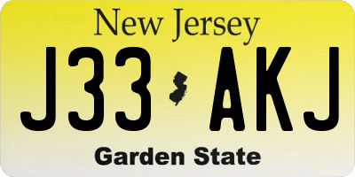 NJ license plate J33AKJ