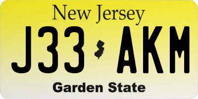 NJ license plate J33AKM