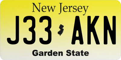 NJ license plate J33AKN