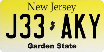 NJ license plate J33AKY
