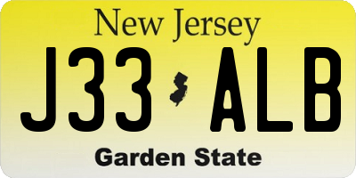 NJ license plate J33ALB