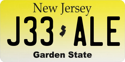 NJ license plate J33ALE