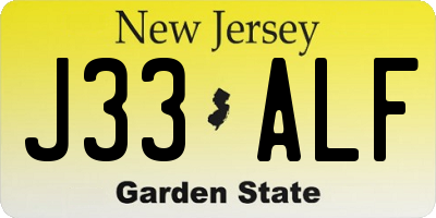 NJ license plate J33ALF