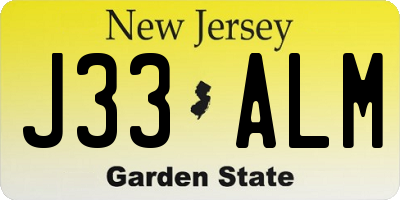 NJ license plate J33ALM