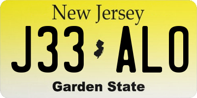 NJ license plate J33ALO