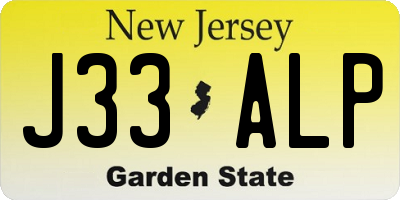 NJ license plate J33ALP