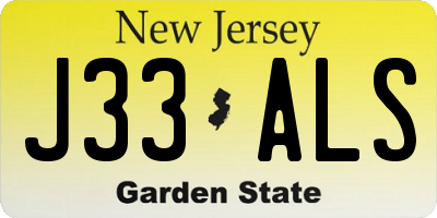 NJ license plate J33ALS
