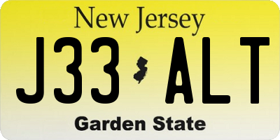 NJ license plate J33ALT