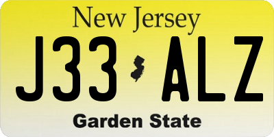 NJ license plate J33ALZ