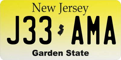 NJ license plate J33AMA