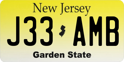 NJ license plate J33AMB
