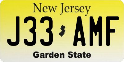 NJ license plate J33AMF