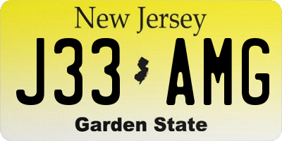 NJ license plate J33AMG
